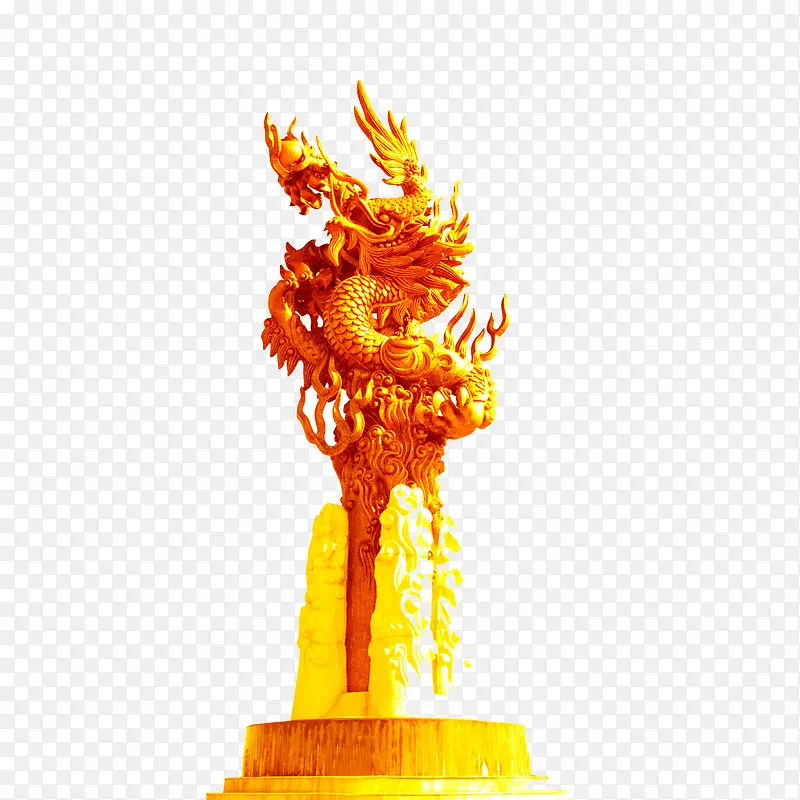 黄色中国龙龙柱矢量图高清
