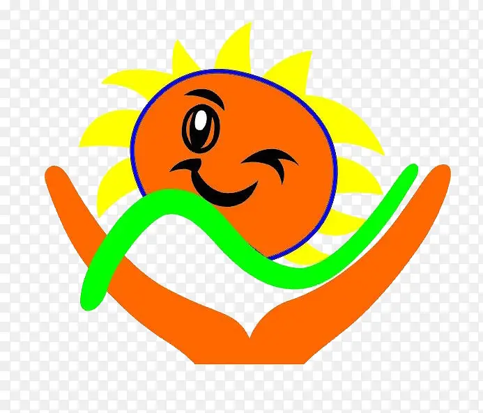 橘色双手呵护太阳素材图