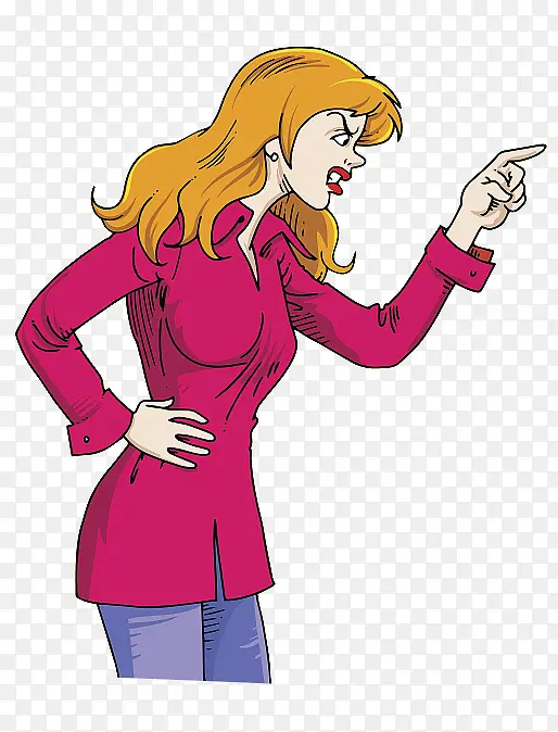 卡通人物插图抓狂的金发女人