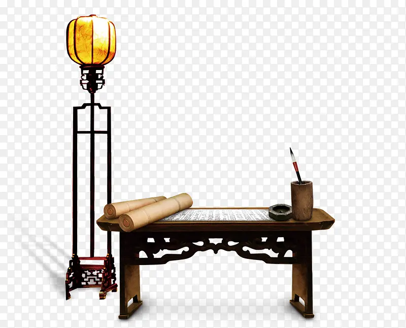 中国风灯具八仙桌案卷毛笔笔筒