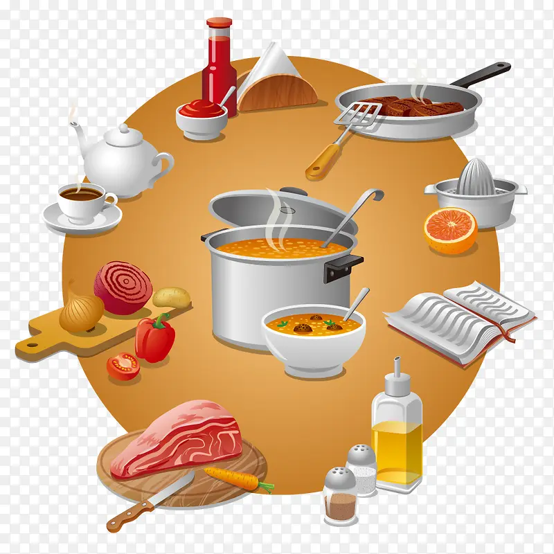 矢量食材厨具