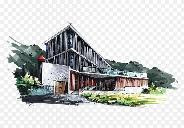 水彩建筑手绘PNG图片素材下载_图片编号qezmmabn-免抠素材网