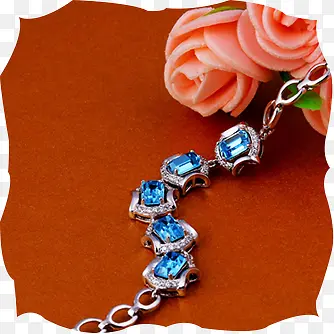 蓝宝石手链饰品玫瑰花告白礼物