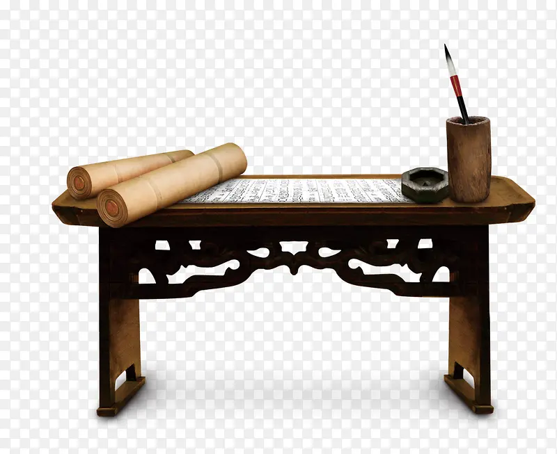 唯美中国风传统文化笔墨纸砚桌子