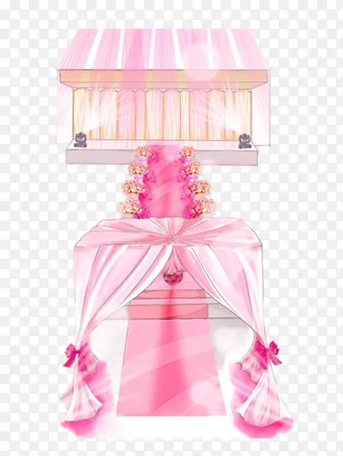 手绘粉色花朵路引的婚礼效果图