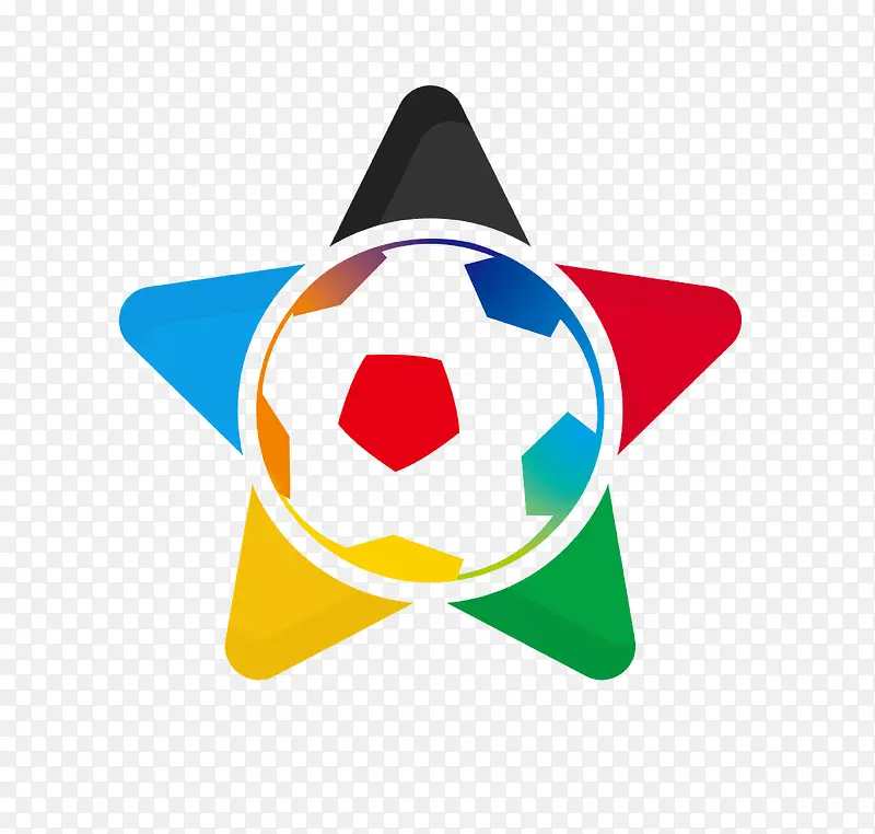 运动足球赛五角星标徽