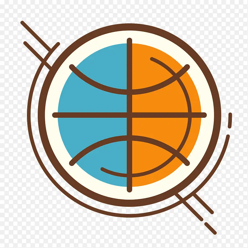 彩色圆弧篮球元素