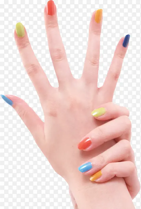 涂彩色指甲油的手