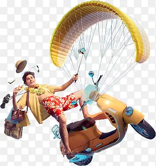 降落伞摩托车夏威夷男子海报背景