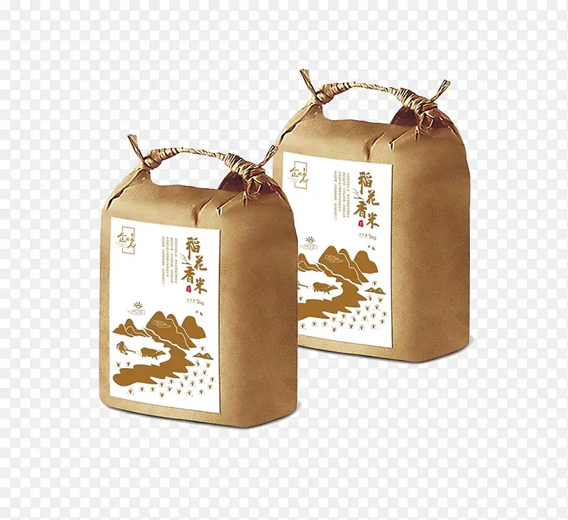 牛皮纸袋包裹的袋装米