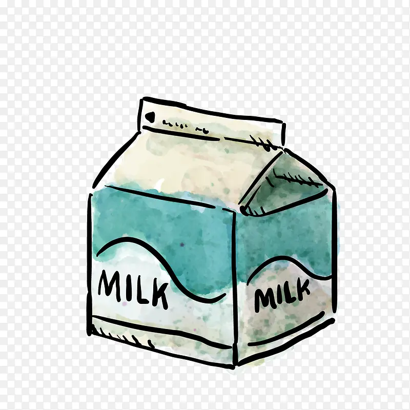 手绘牛奶盒矢量图装饰