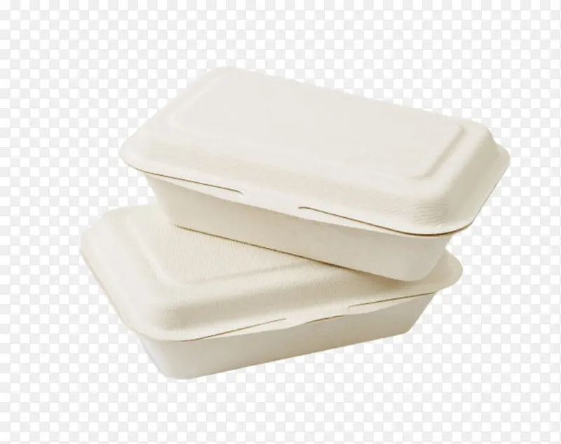 白色层叠的一次性饭盒实物