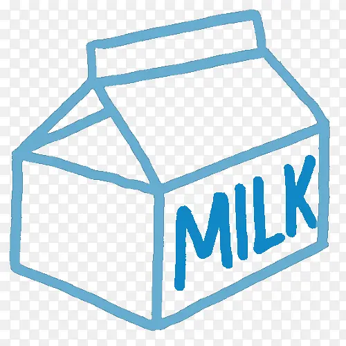 蓝色牛奶盒手绘线条画