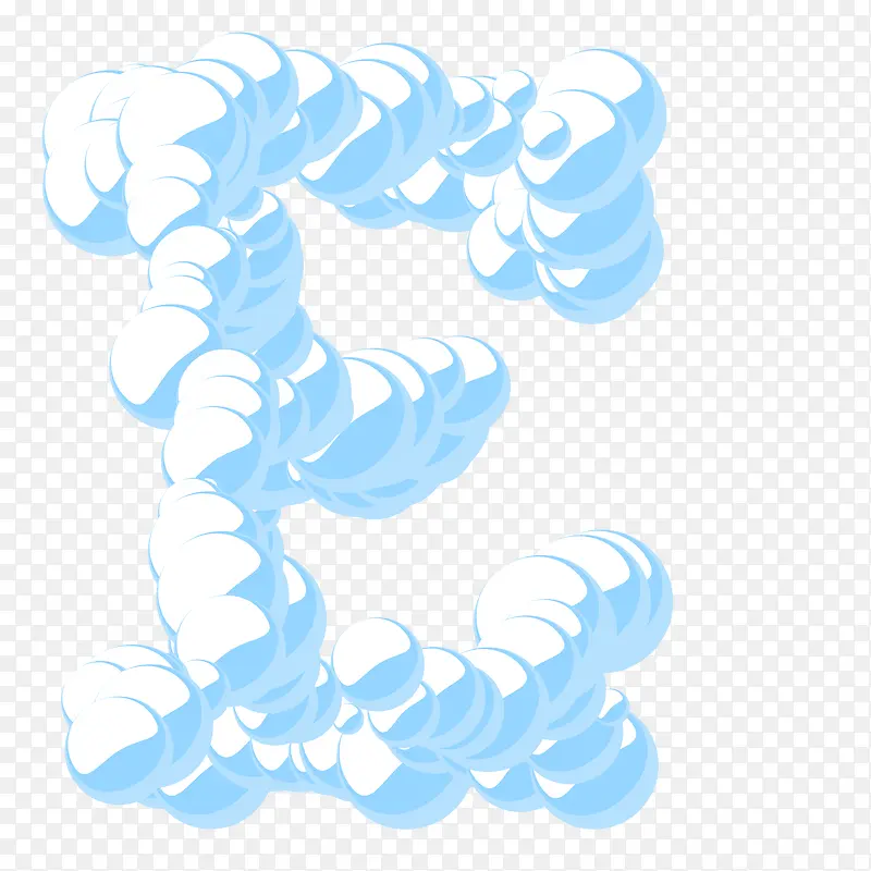 白色云彩气泡立体字母E