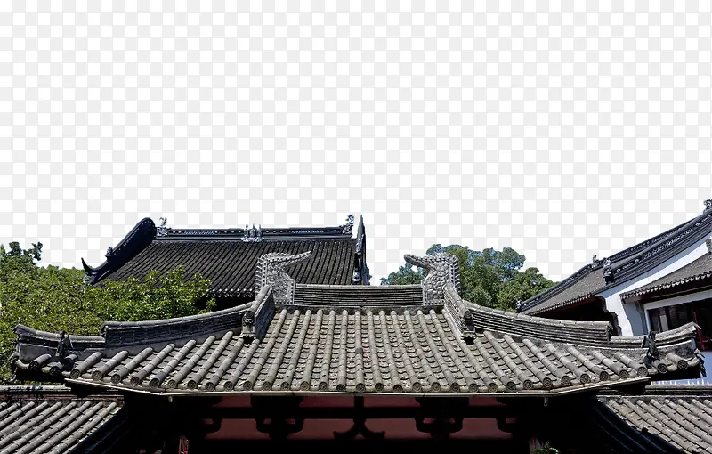 复古古风建筑杭州地标免抠图