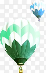 蓝绿色条纹清新热气球