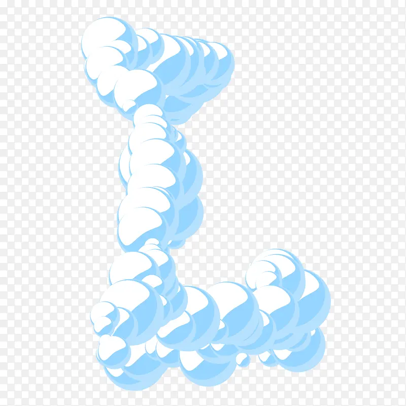 白色云彩气泡立体字母L