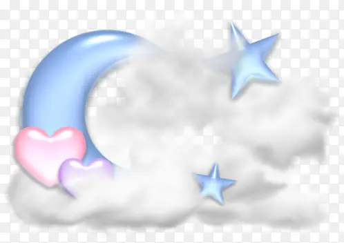 月亮星星爱心云层