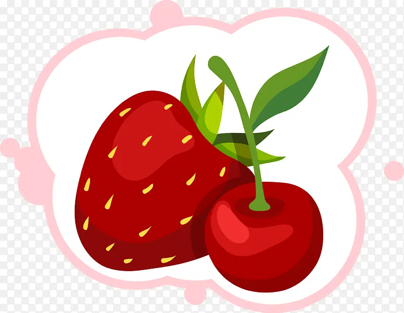 矢量手绘草莓和樱桃