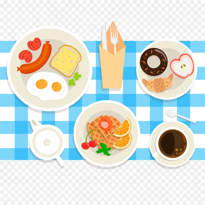 矢量欧式早餐和桌布