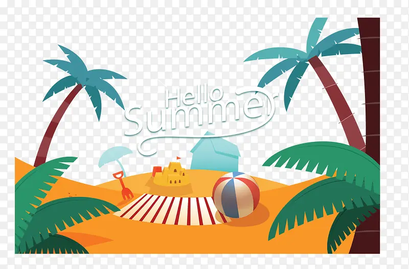 椰子树沙滩度假海报