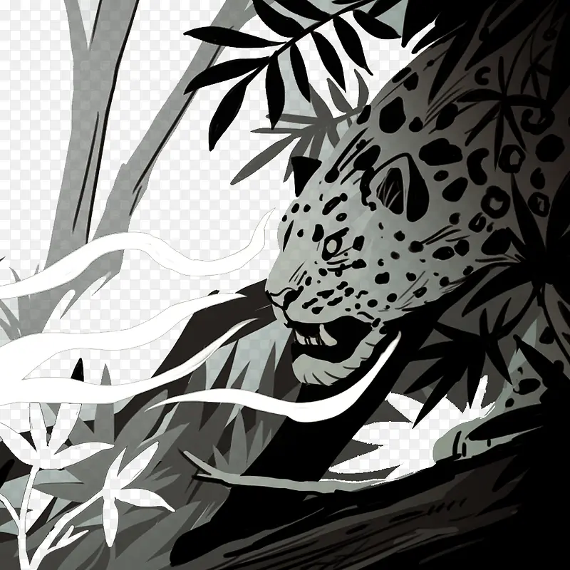 素描彩绘豹子图案