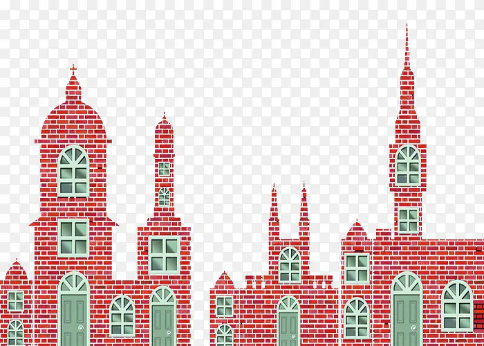 红砖组成城堡