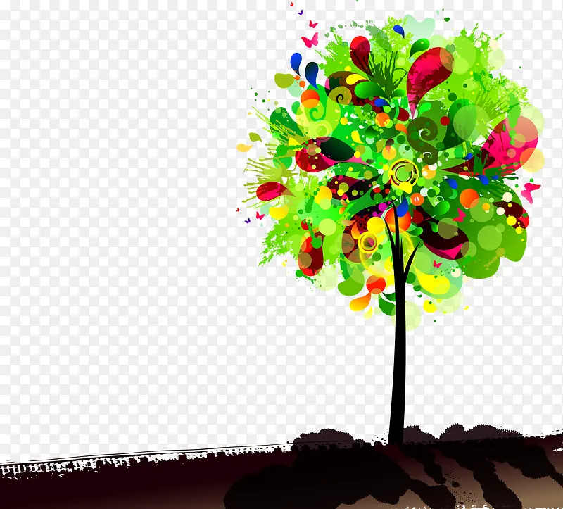 创意彩色花纹心愿树