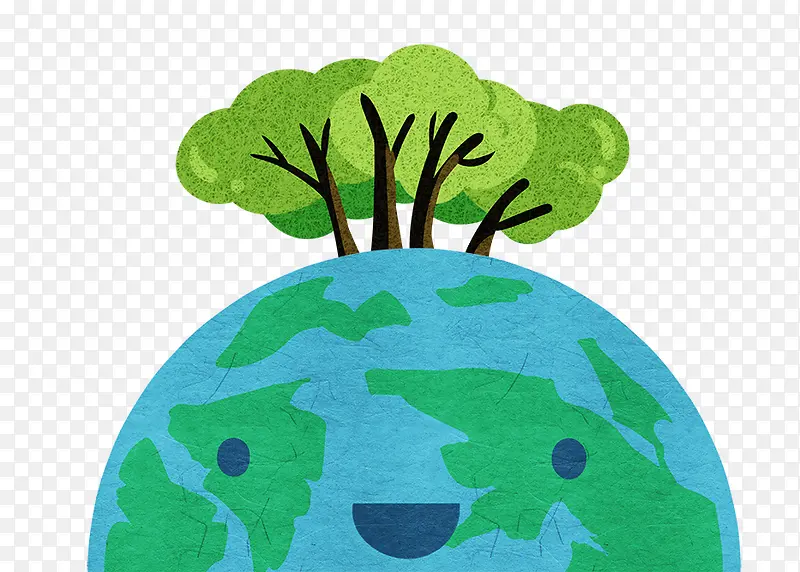 地球一小时环保公益可爱装饰插图