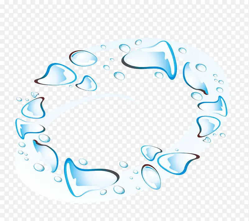 蓝色圆形动感透明水晶水滴