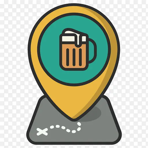 啤酒饮料位置地图销指针酒吧位置
