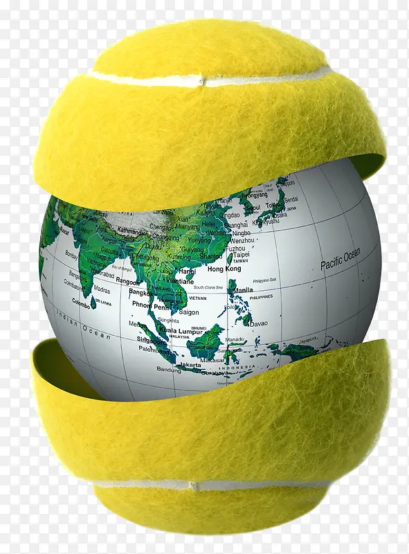 现代创意黄色网球地球仪