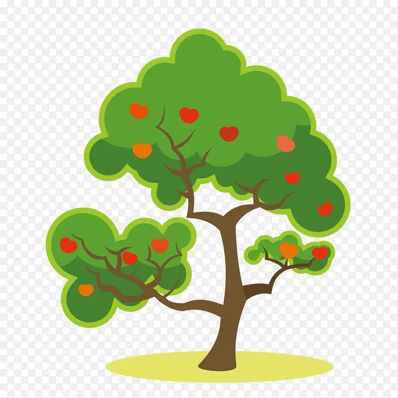 矢量图绿色树叶苹果树