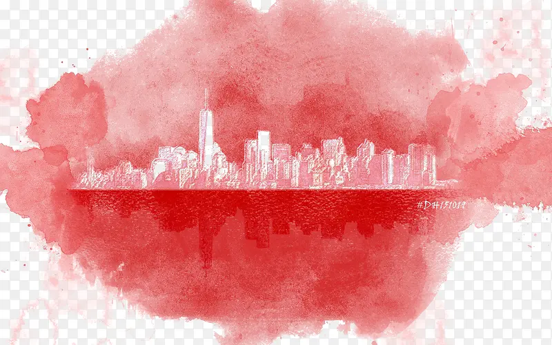 红色渲染城市建筑