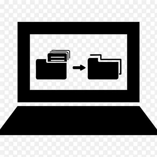 计算机数据文件夹中的符号在屏幕上的一台笔记本电脑图标
