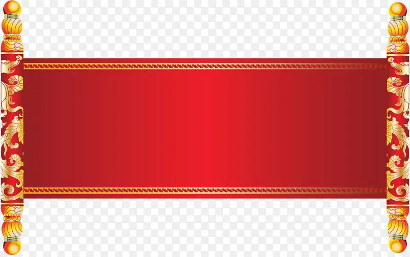 红色中国龙柱卷轴