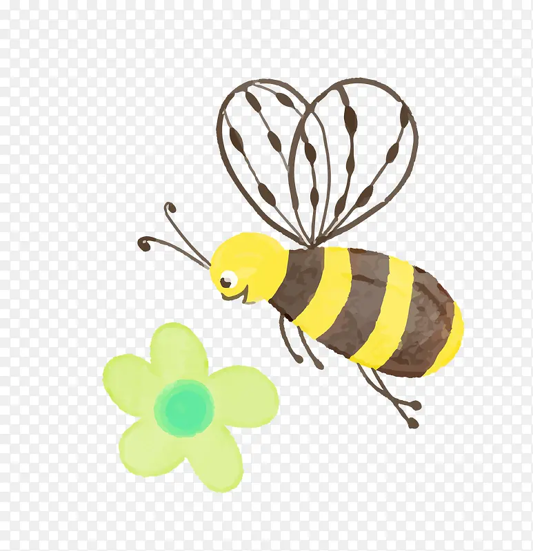矢量蜜蜂采蜜素材