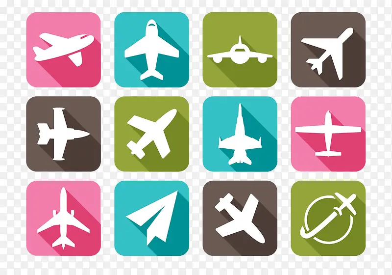 卡通旅游飞机图标合集