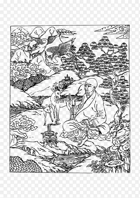 矢量藏族宗教壁画