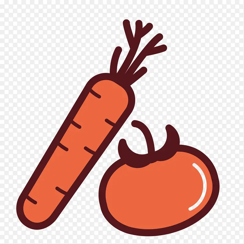 扁平胡萝卜和西红柿