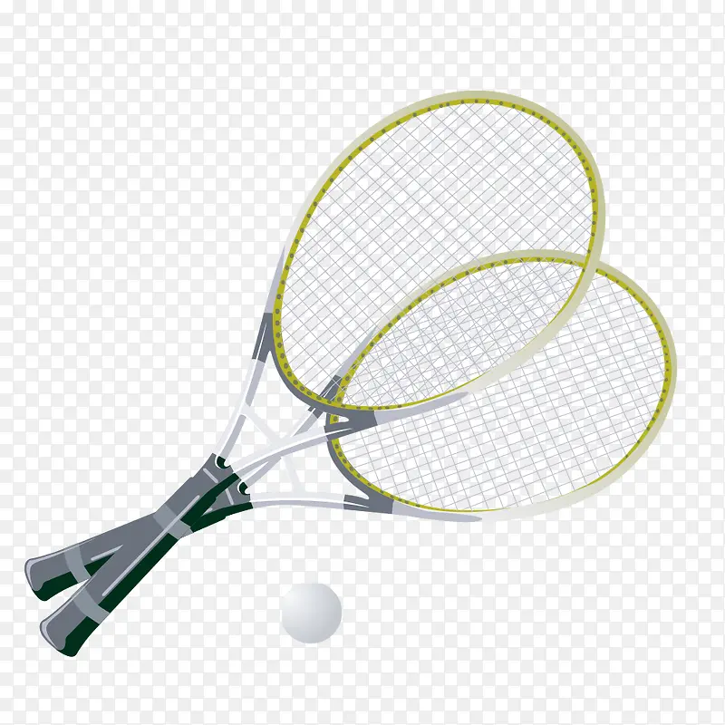 网球拍网球矢量素材