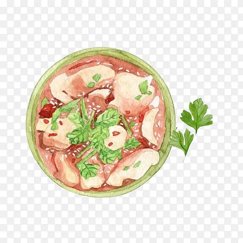 红油混沌手绘画素材图片