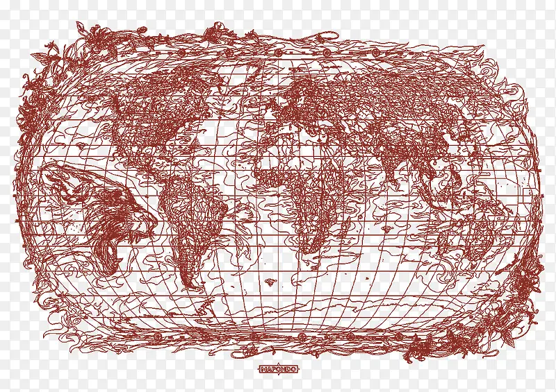 单色地球线稿图