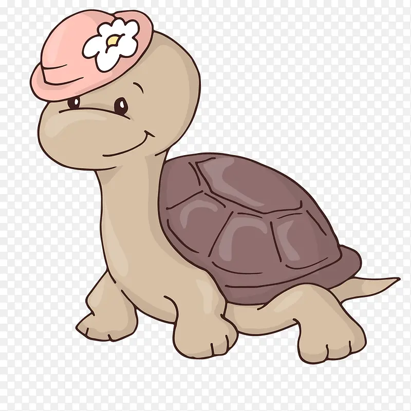 手绘戴帽子的乌龟设计