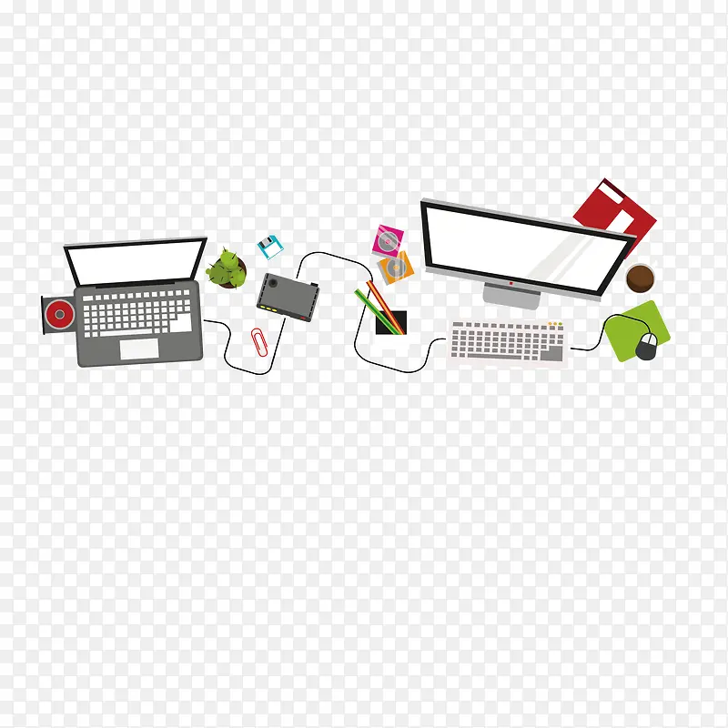 电脑办公用品矢量