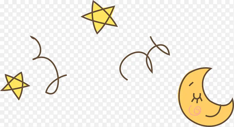 黄色卡通月亮星星装饰图案