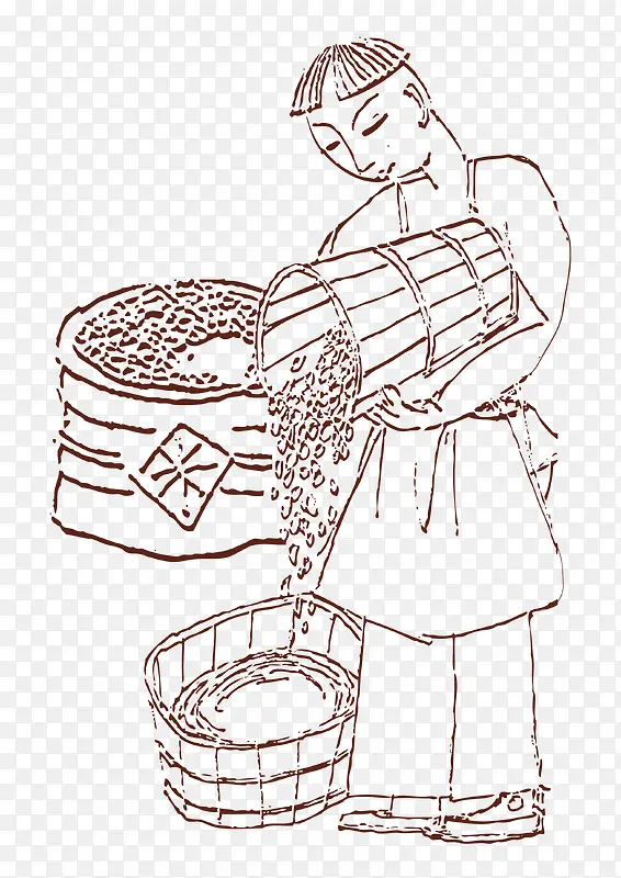 端午节粽子制作手绘矢量图
