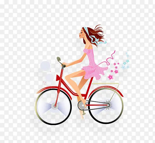 漂亮女孩骑自行车