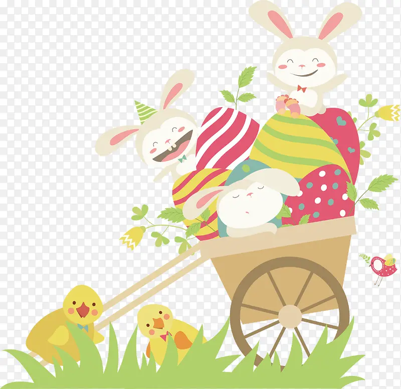 矢量图高兴的兔子和彩蛋