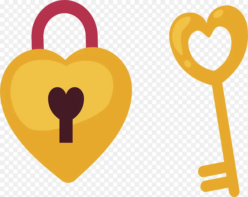 情侣黄色心锁钥匙